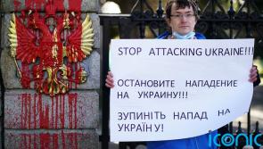 Ukrainians gather outside D&aacute;il in anger at Russian invasion