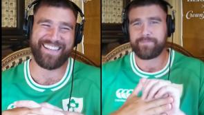 Travis Kelce rocks up to podcast in Irish Rugby jersey days after Taylor Swift's Dublin gigs
