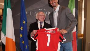 From &Aacute;ras to AC Milan: President Higgins runs into football legend during Pope visit