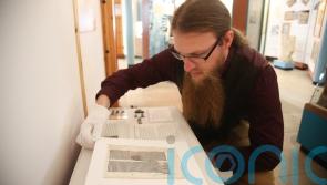 Page from 800-year-old bible goes on display