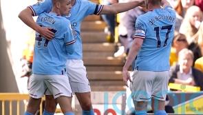 Erling Haaland scores again as Manchester City go top after win at 10-man Wolves