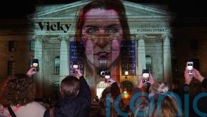 Digital image of cervical cancer campaigner Vicky Phelan projected on Dublin GPO