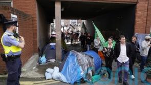 Gardai respond to anti-migrant protest in Dublin