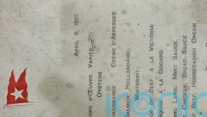Titanic's first class dinner menu from day liner departed Ireland is expected to fetch huge money