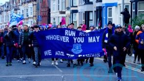 Everton fans protest over points deduction ahead of and during Man Utd clash