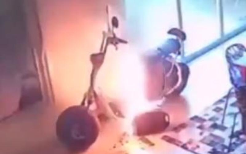 WATCH: the shocking moment a charging electric bicycle bursts into flames inside house