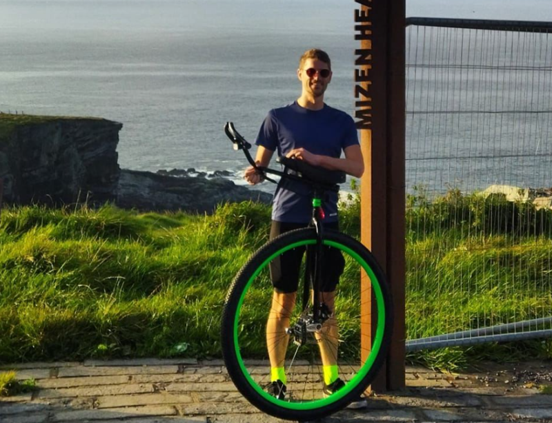 Man attempts to set Guinness World Record by travelling across Ireland on one wheel