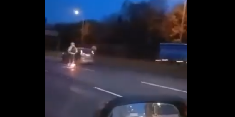 Man spotted dangerously riding e-scooter down busy M50
