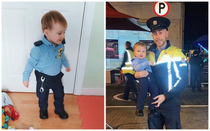 Adorable garda recruit hits the beat in 'mini uniform' hand-sewn by his mammy
