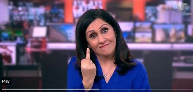 WATCH: BBC newsreader red-faced live on air after sticking middle finger up at camera