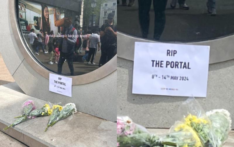 RIP the Portal - tributes and flowers left at Dublin-New York portal by Spin1038 after temporary closure