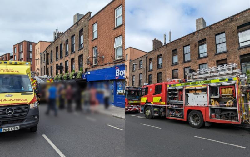 Busy Dublin city centre road closed as officials deal with building fire