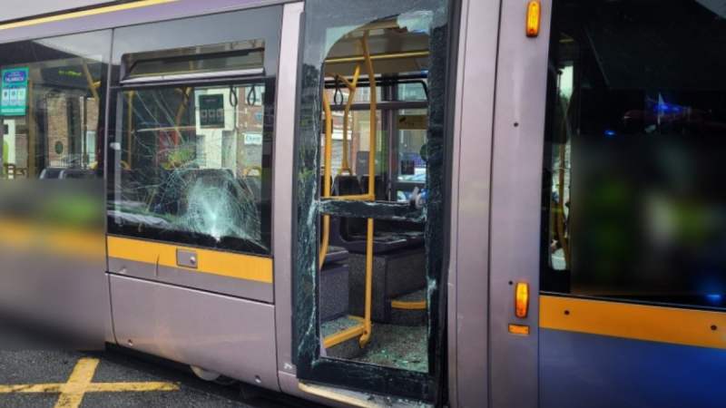 Luas damaged after motorcyclist aged in his 40s crashes into it