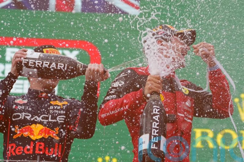 Charles Leclerc edges out Max Verstappen as Carlos Sainz escapes burning Ferrari