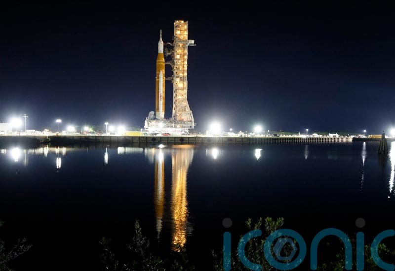 Nasa&rsquo;s moon rocket moved to launch pad ahead of debut flight