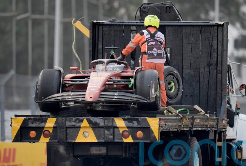 George Russell sets practice pace at Mexican GP as Charles Leclerc crashes out
