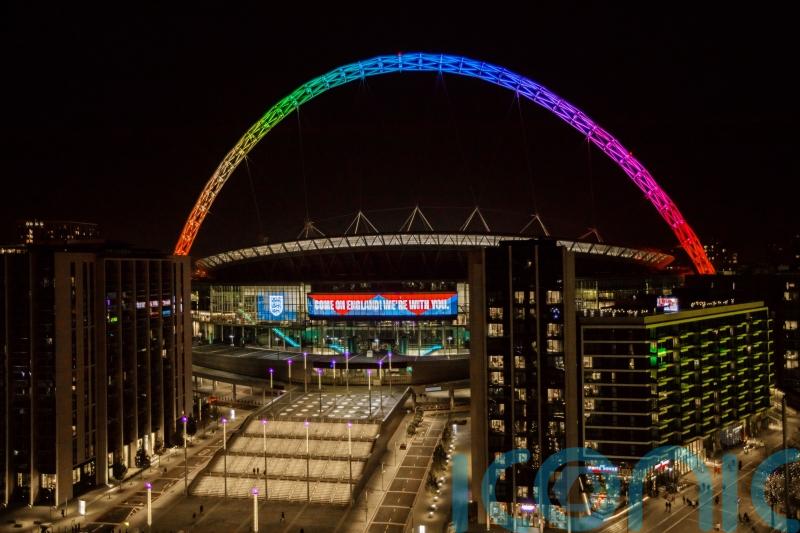 Wembley arch lit up in rainbow colours for England-United States World Cup clash