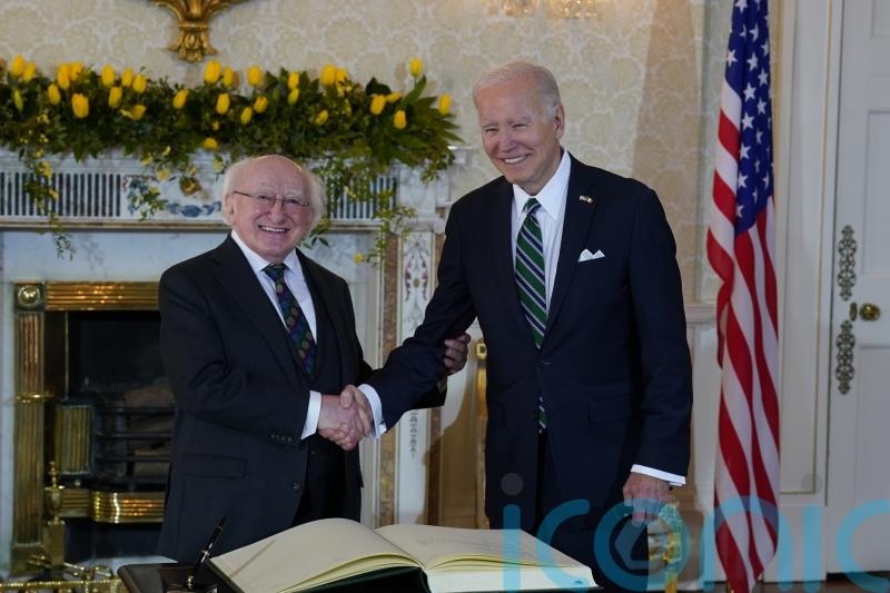 Biden officially welcomed to Irish President&rsquo;s house in Dublin