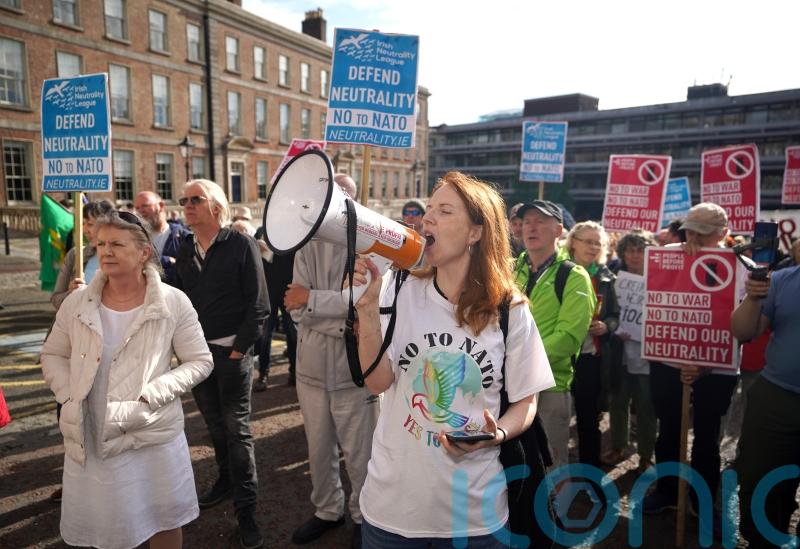 Anti-war protest outside major security forum in Dublin