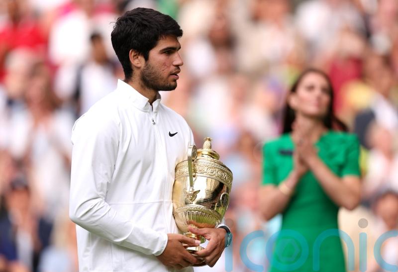 Kate presents Carlos Alcaraz with his first Wimbledon championship trophy