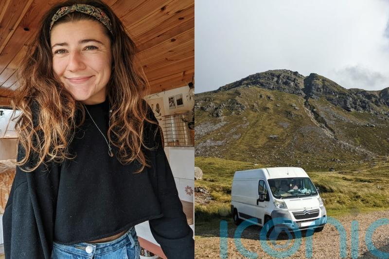 Designer who pays just &pound;200 a month living in her van across UK and Ireland says she &lsquo;wouldn&rsquo;t change it for the world&rsquo;