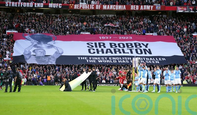 Old Trafford pays tribute to Sir Bobby Charlton ahead of Manchester derby