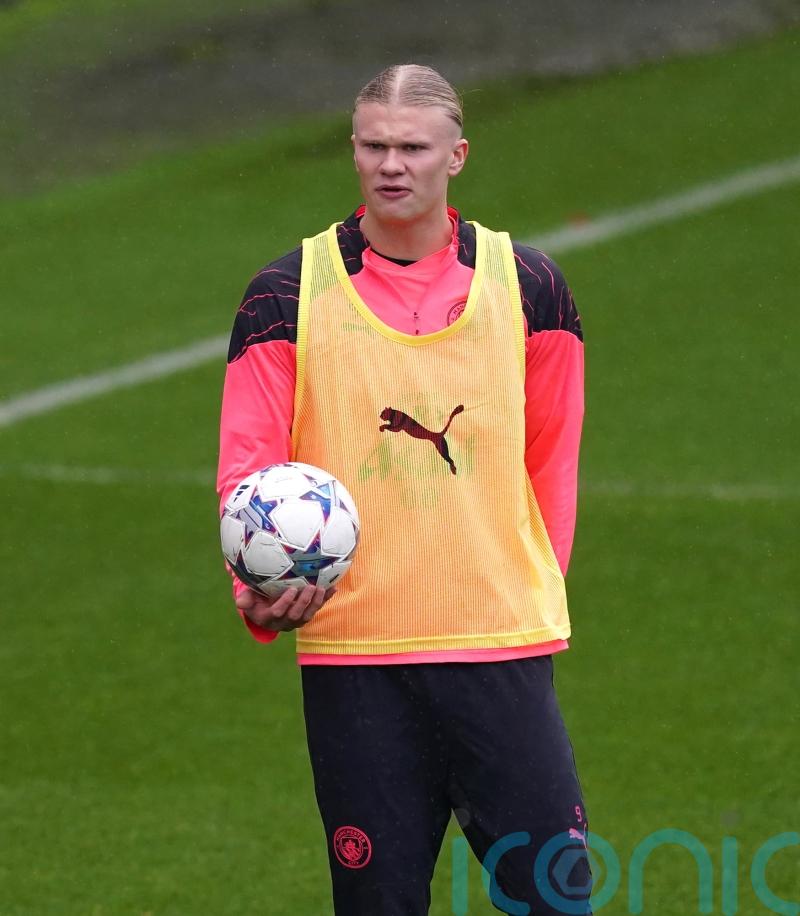 Erling Haaland trains for Manchester City after weekend injury scare
