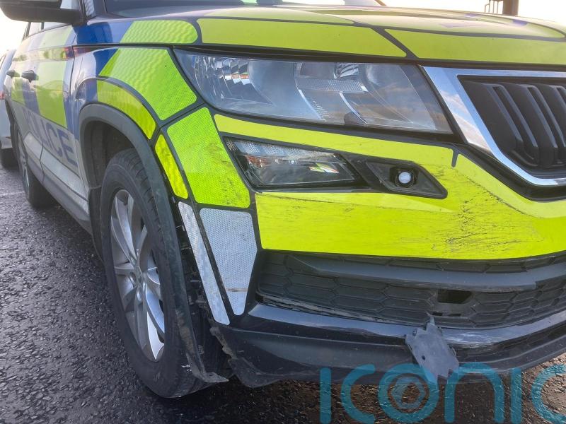 Two officers escape serious injury after vehicle is rammed