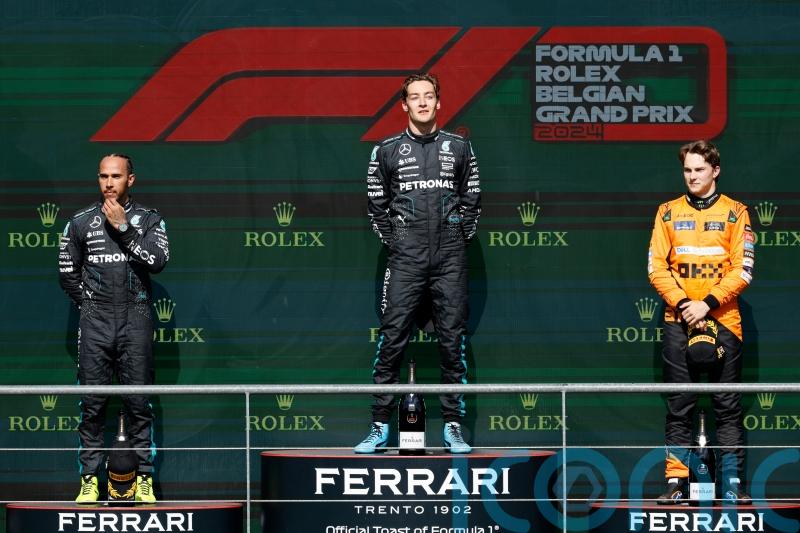 Lewis Hamilton benefits as heartbroken George Russell is disqualified in Belgium